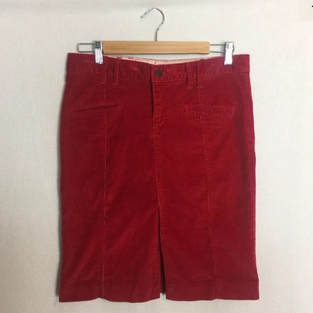 American Eagle Corduroy Skirt Red Knee Length 4